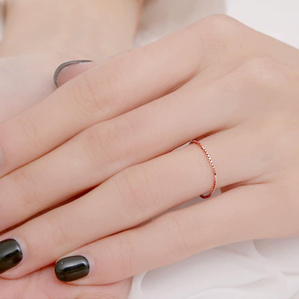 14K Gold Rose Gold Box Chain Ring Lake 1