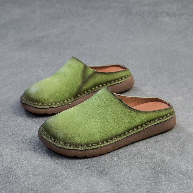 

Модные GKTINOO 2025 Лето Новые Натуральная Кожа Мягкая Подошва Плоские Шлепанцы Ручной Работы Ретро Женская Обувь Уличные Слайды 250