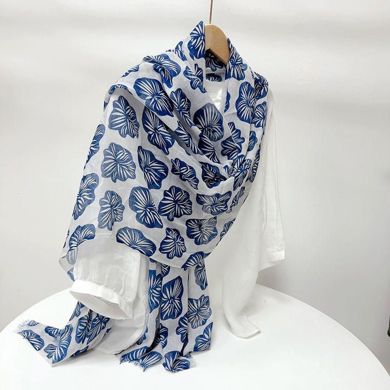 Spring and Autumn Neck Protection Summer Sunscreen Lightweight Soft Printed Scarf