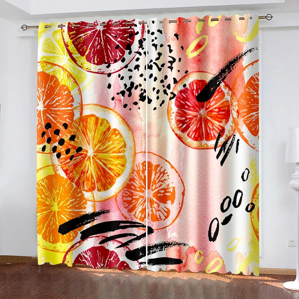 Aquarell Eis am Stiel Frucht Künstlerischer Verdunkelungsvorhang für Schlafzimmer Wohnzimmer Badezimmer Küche Tür Hohe Verdunkelung Heißes Muster