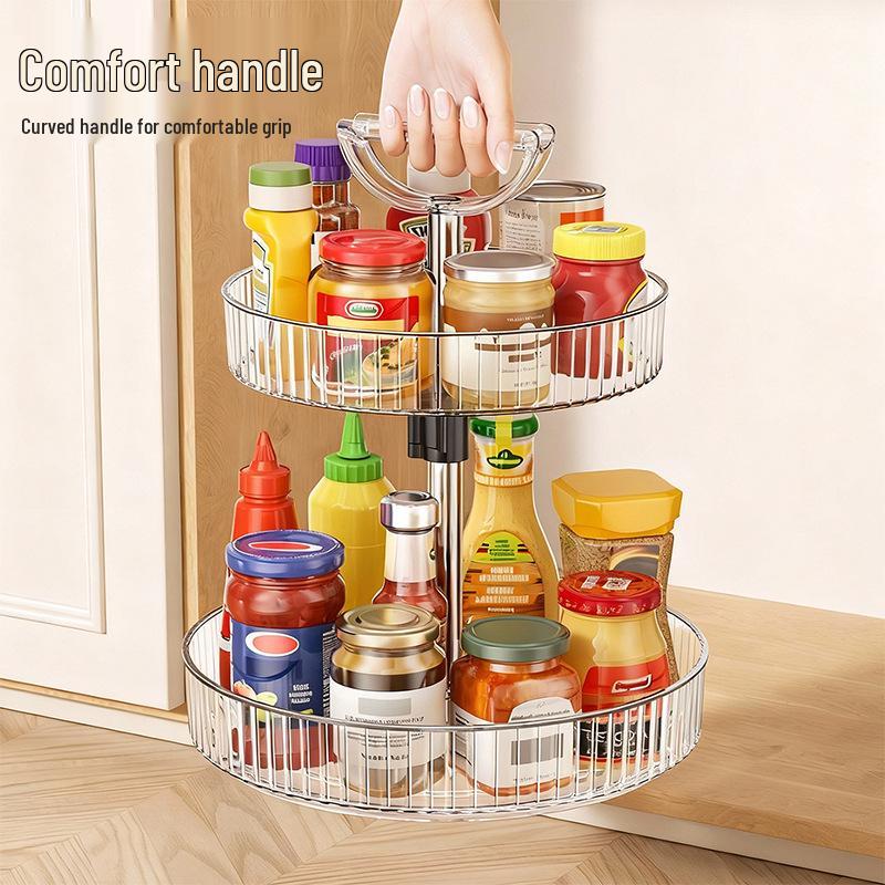 Rotating Double-Layer Kitchen Countertop Organizer Shelf 3512