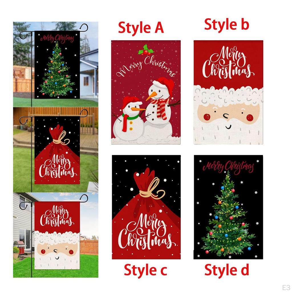 Banner Christmas Decorative Garden Flag Linen Ornament Accessories Courtyard