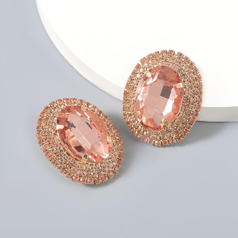 Exaggerated Claw Chain Oval Ultra-bright Earrings and Stud Earrings