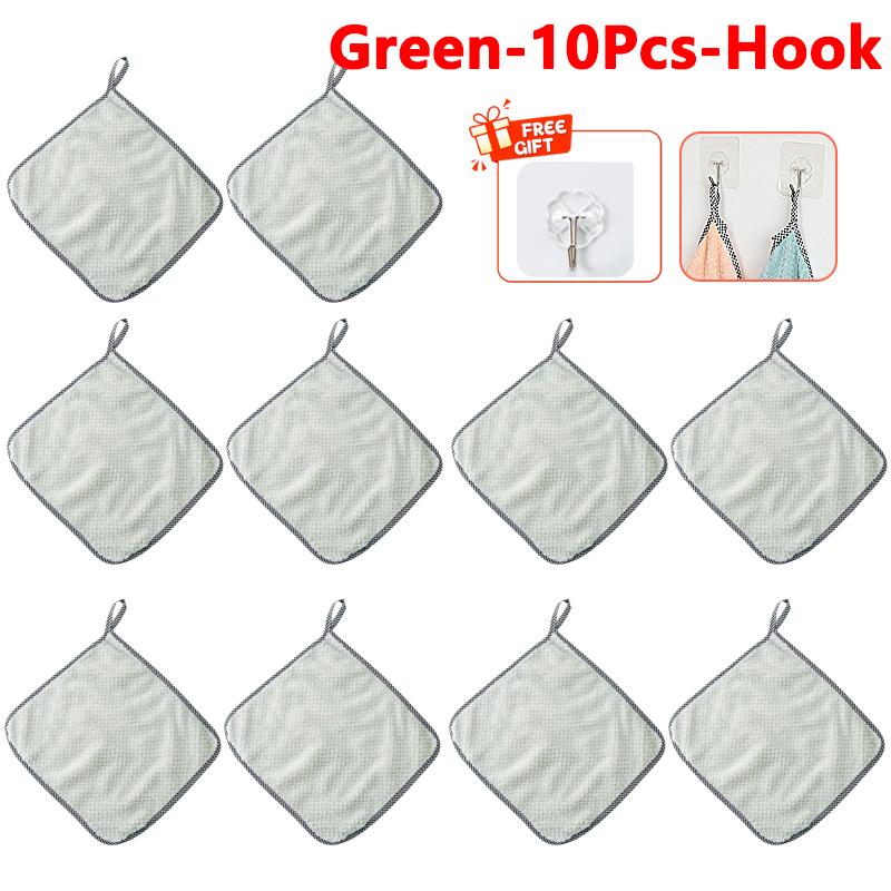 10 Pcs Microfiber Kitchen Dish Cloth Super Absorbent Cleaning Cloth Non-stick Oil Wipe Rags Household Cleaning Towels Tools