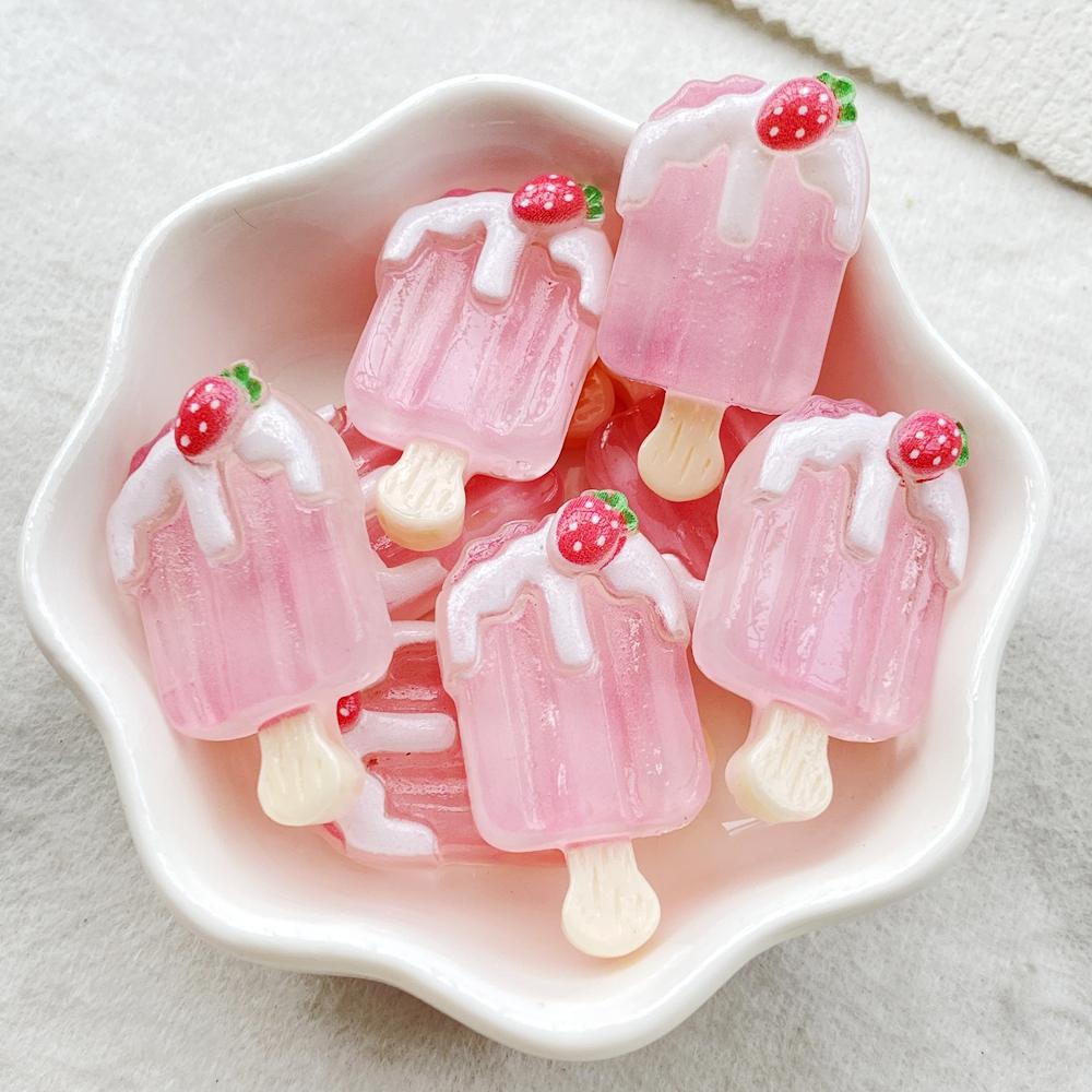 

10Pcs Cute Resin Transparent Fruit Strawberry, Lemon Ice Cream Flat Back Scrapbooking DIY Jewelry Craft Decoration Accessories