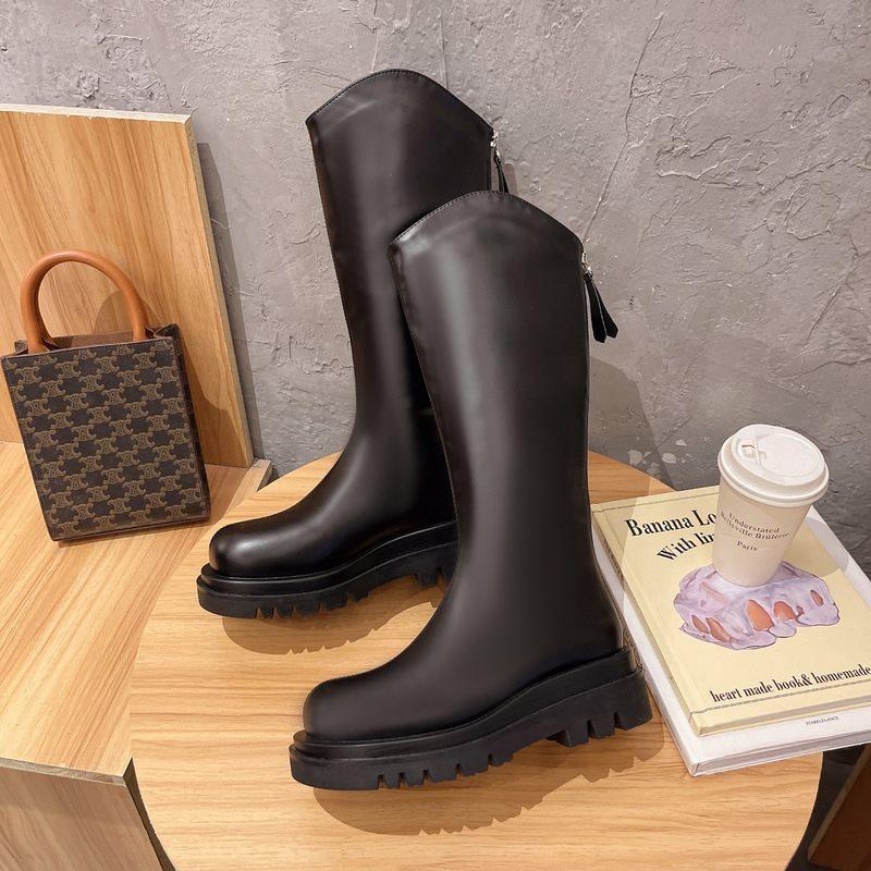 

2025 long boots knight boots medium tube new autumn and winter small tall boots velvet long boots thick-soled Martin boots women 40