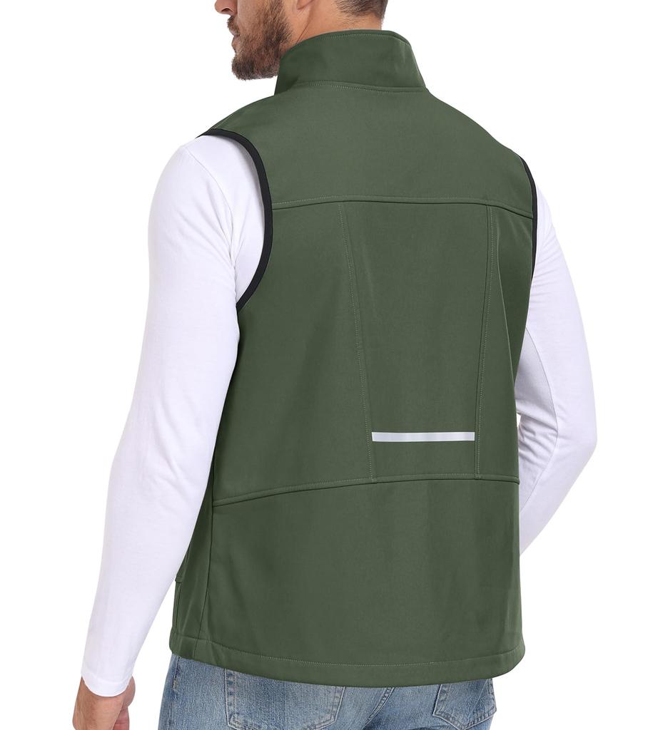 MoFiz Golf Outdoor Golf Sleeveless Warm and Perfect for and Plus Sizes Solid Military Green 3XL Men's Vest, Wear, Jacket, Fleece-Lined, Windproof,