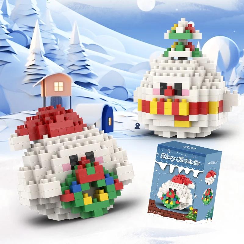 Christmas Gifts Construction Block Series Santa Claus Reindeer Puzzle Assembly Blocks Table Decor Playthings ideal for Child Chrismas Gift Idea