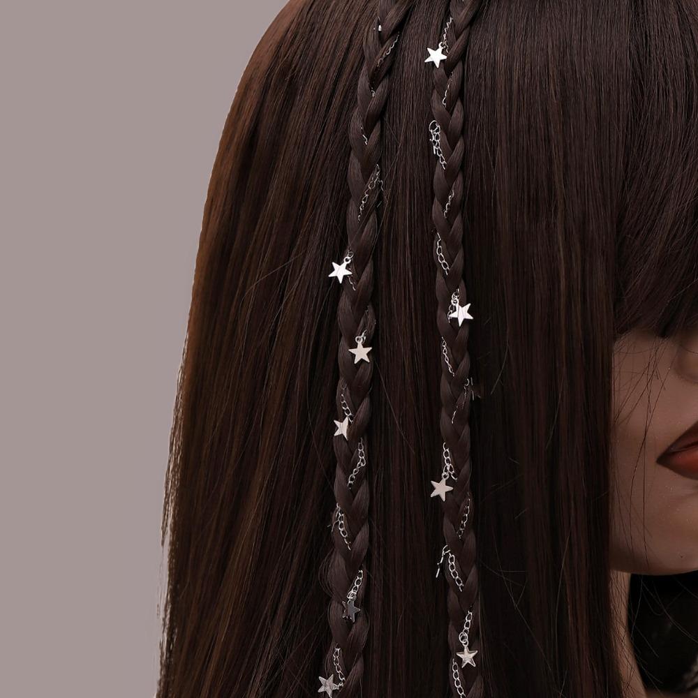 Stars Butterfly Women Hair Clips Decoration Chain Long Tassels Hairpin Braided Hair Chain  Girl