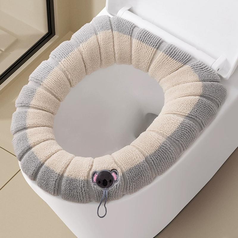 Universal Toilet Seat Cushion O-knit Toilet Gasket Thickened Washable Toilet Cover Toilet Cover Household Cartoon Toilet Ring