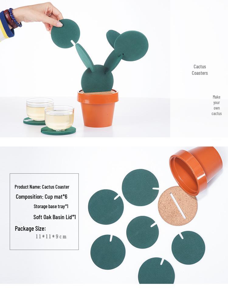 Eco-friendly Non-slip Cactus Coaster: DIY Heat-Resistant Tea Mat & Multi-functional Home Ornament