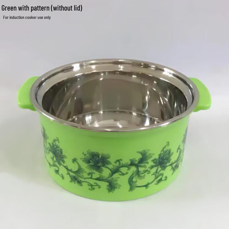 

Съемная одинарная горячая кастрюля DeRuiEn из нержавеющей стали Green Print without Lid