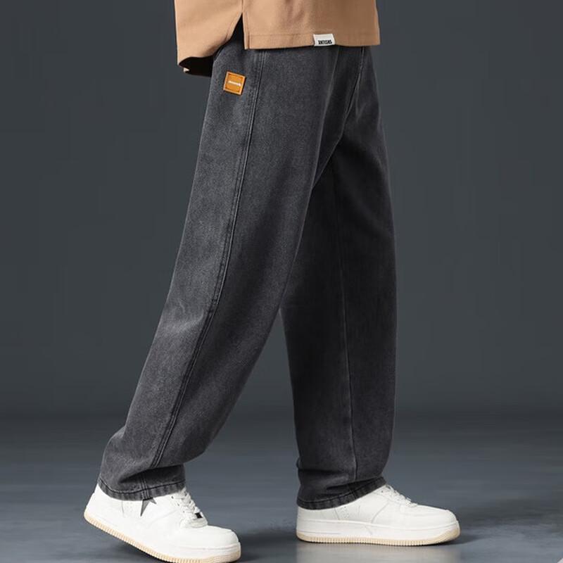 DESSO Men's Fleece-Lined Loose Straight Casual Pants