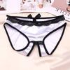 Women Sexy Open Crotch Panties High Quality Luxury Underwear Fashion Bow Silk Satin Underpants Comfortable Crotchless Briefs