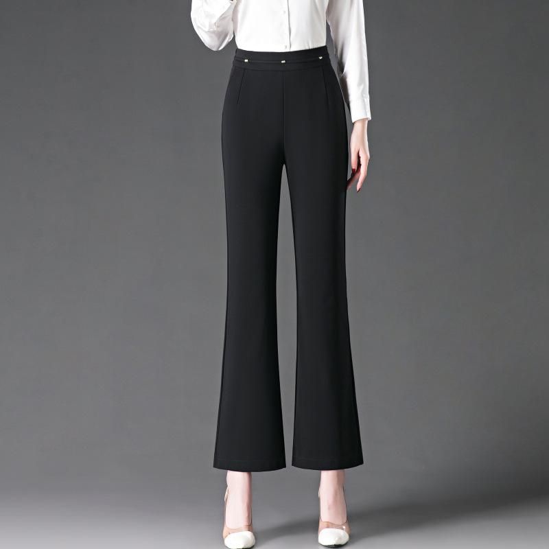 Spring/Summer 2025 Women's Slim Fit Bootcut Stretch Pants – High Waist, Micro Flare, Versatile Mom Trousers.