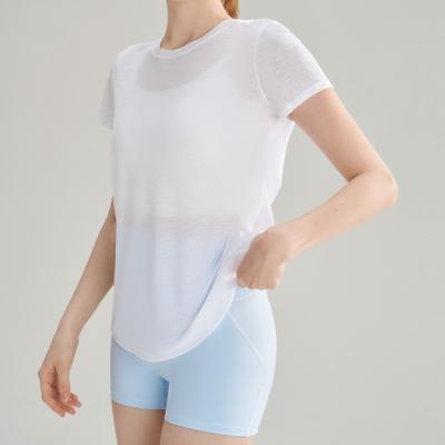 T-shirt de Sport d'Été en Mesh à Manches Courtes pour Femme, Haut de Yoga Respirant et à Séchage Rapide