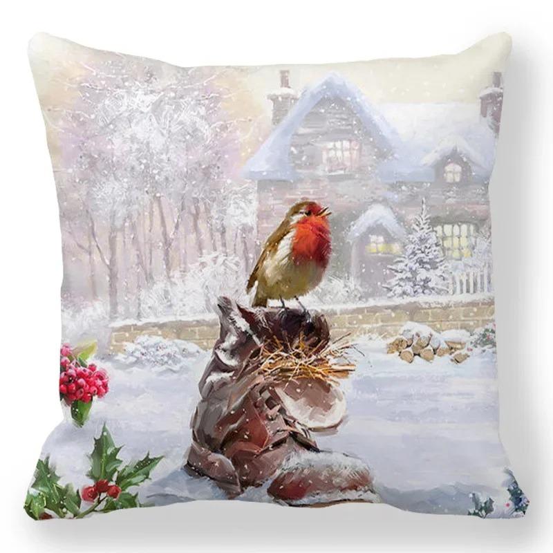 1 piece of Christmas Day party decoration pillowcase Winter Snowman animal print cushion suite room home decoration gift