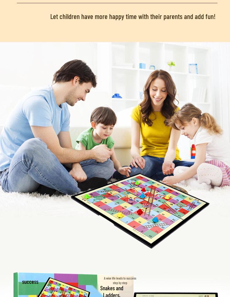 Magnetic Folding Snake and Ladder Board - Large Size Educational Parent-Child Game Toy