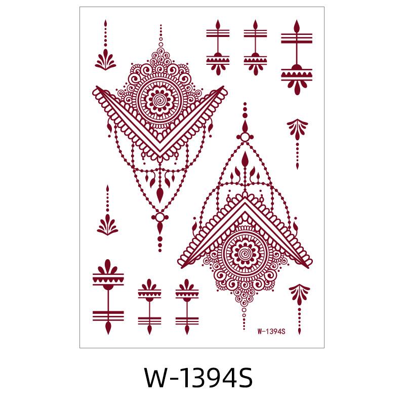 

Кружевная тату-наклейка коричнево-красная индийская татуировка хной одноразовая временная тату-наклейка 148 * 208Mm (die)