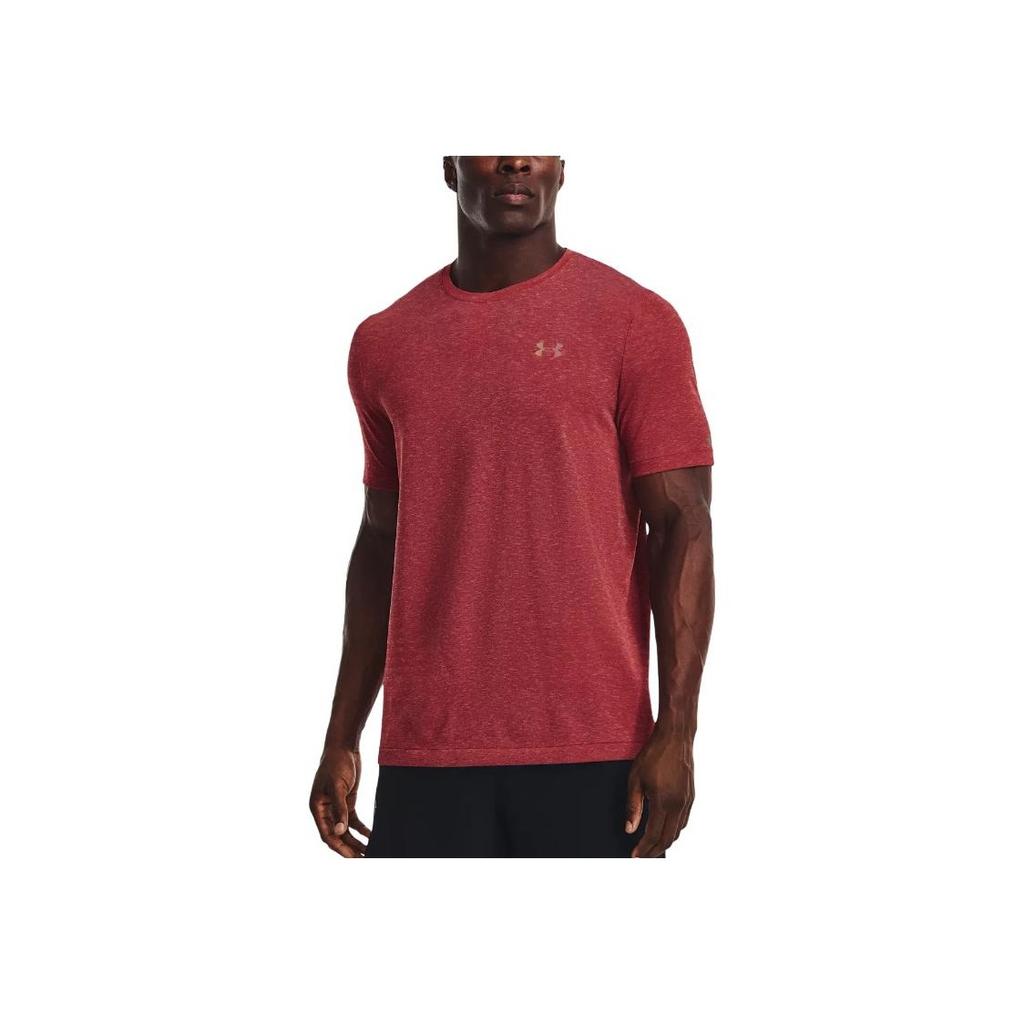 Under Armour Solid Logo Crew Neck Sports Short Sleeve T-Shirt Men Tops Radio-Red 1370441-890
