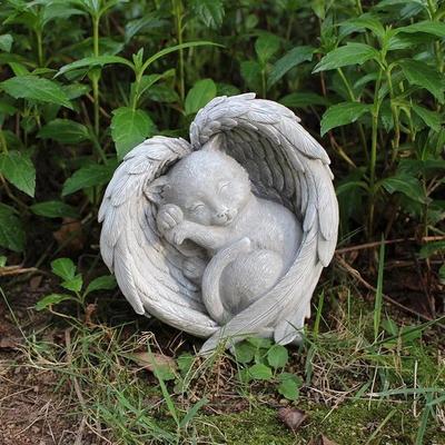 New Angel Dog Decoration Resin Pet Cat and Dog Tombstone Commemorative Stone Outdoor Garden Animal Statue