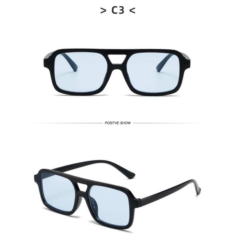 Women's sunglasses, men's and women's fashion square large-frame double-beam sunglasses
