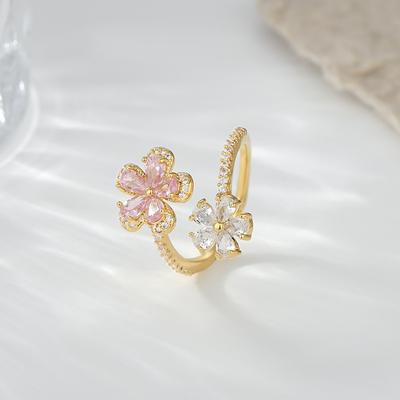 Adjustable Women's Ring Flower Index Ring Fashion Personality Simple Clean Ins Style Summer Beach Vacation Jewelry Finger Ring Wedding Party Jewelry