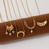 Geometric Stainless Steel Necklace With Stones For Women Daily Fashion Accessory