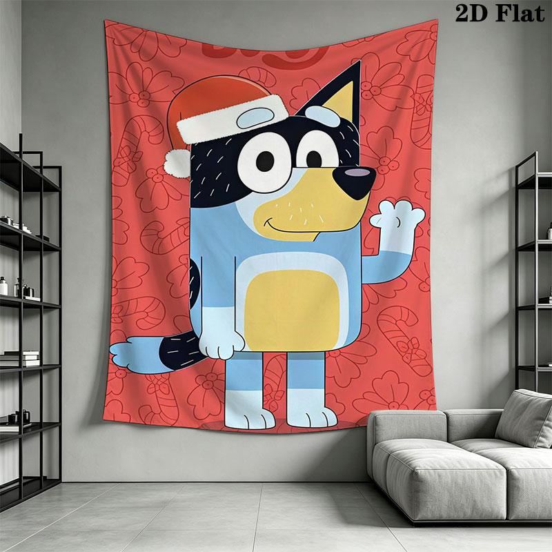 Bluey Animation Wall Hanging Printed Fabric Blanket Decorative Tapestries for Bedroom Living Room Home Decor