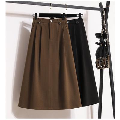 DIMANAF 2024 Plus Size Women Skirts Autumn Winter Elastic Oversize Fashion A-Line Long Skirt Elegant Pleated Skirt