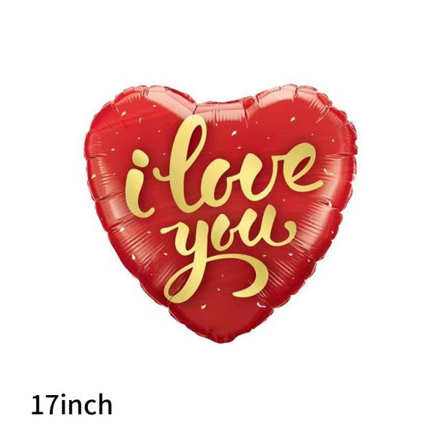 Qianshun Heart-shaped Aluminum Foil Balloons 18 Inch Silk Screen Printed I Love You Helium Wedding Valentine's Day Decoration