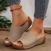 2024 Zomer Dames Sleehakken Slippers Klassiekers Effen Kleur Dikke Zool Faltform Slippers Comfortabele Sleehak Strand Schoenen