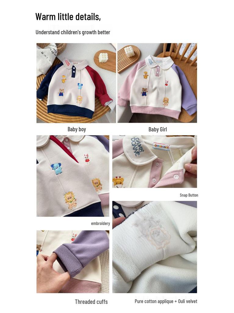 Unisex Kinder Kapuzenpullover mit Patchwork-Design und Fleece-Futter - Winterstyle 2025, Dick & Warm für Jungen