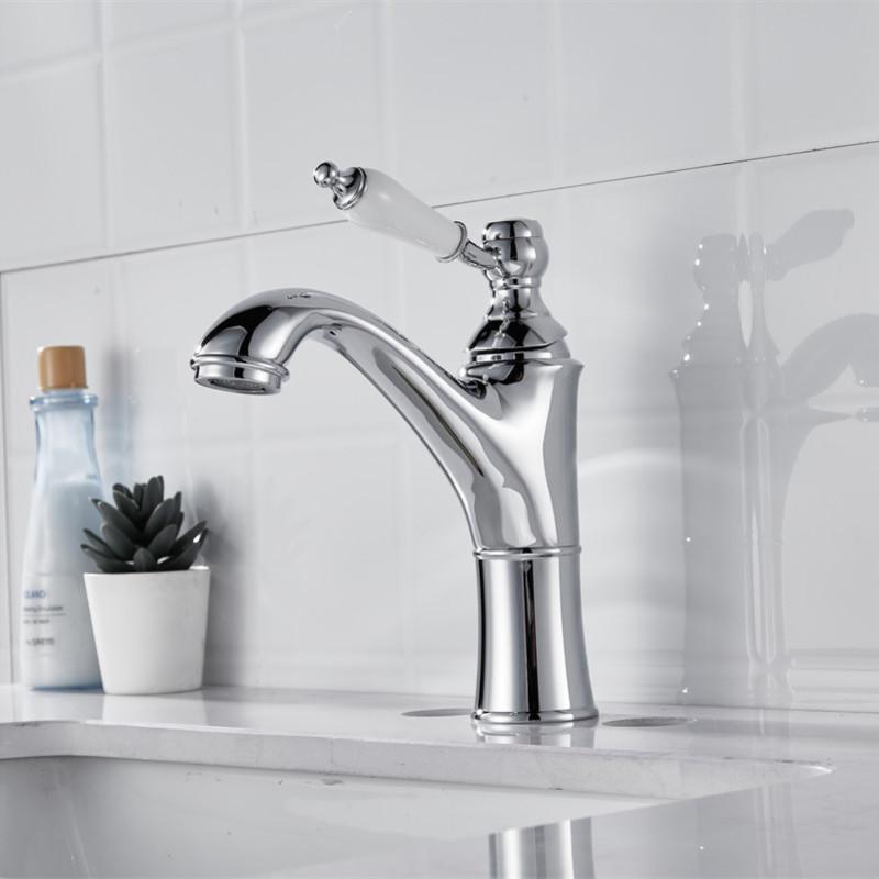 Rubinetto Lavabo Bagno Monoleva Caldo e Freddo Cromato Rubinetto Miscelatore Classico Rubinetto in Ottone Massiccio Rubinetto Lavabo Lavatorio