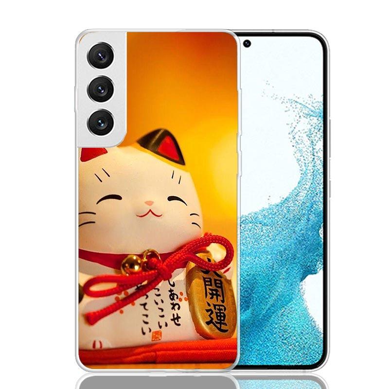 

Lucky Cat Maneki Neko Japanese Phone Case For Samsung Galaxy S26 Ultra S23 S24 S25 Edge S20 FE S21 S22 Plus Soft Print Shell Cov Samsung S24 Ultra