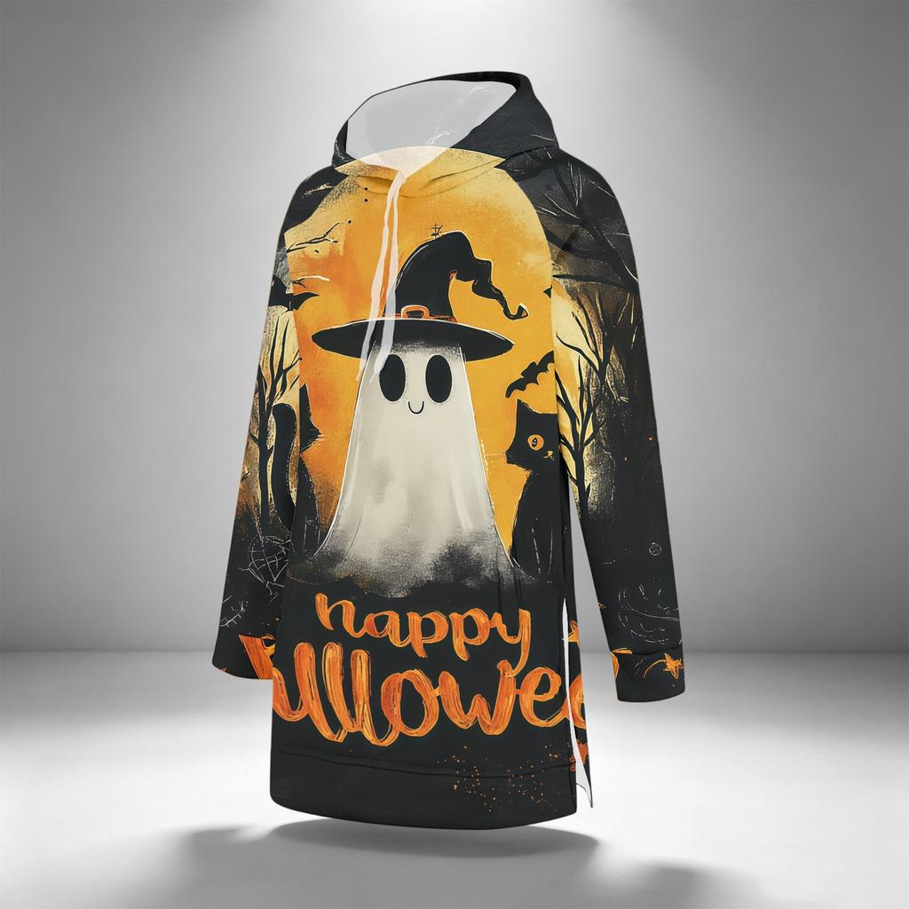 Women's Halloween Printed Long Sleeve Hoodie Casual Fashion Pullover Top