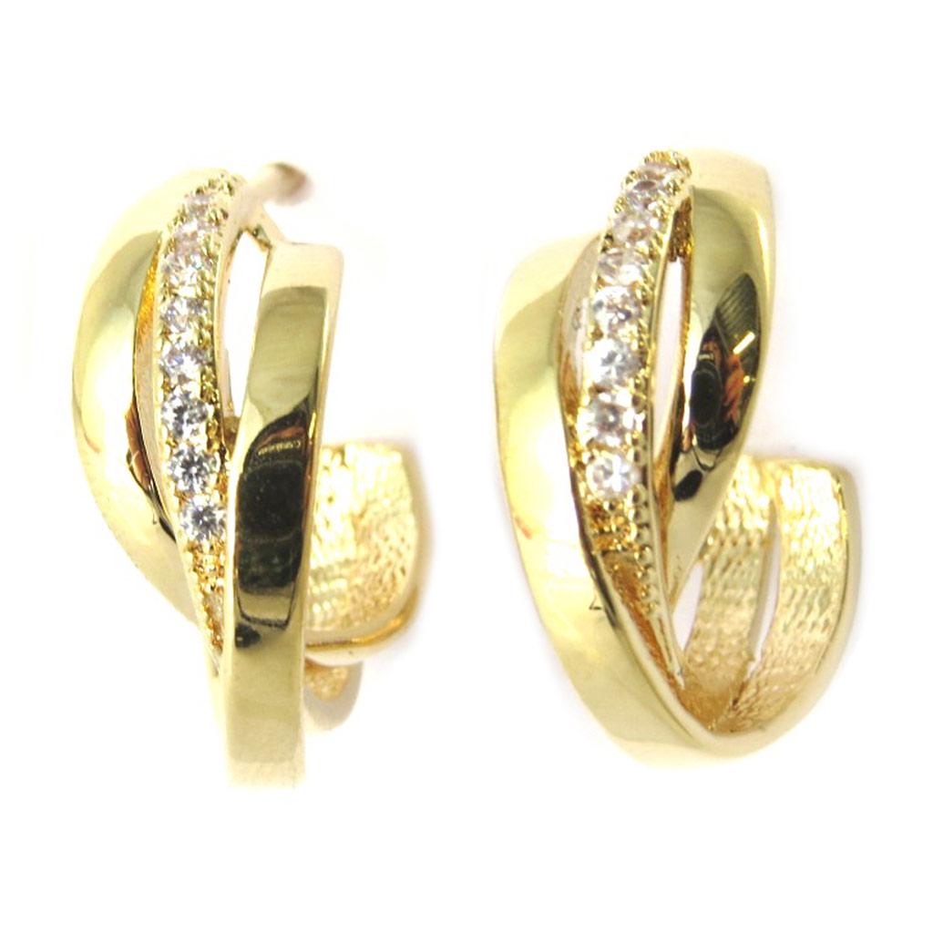 Les Trésors De Lily [N5329] - Gold Plated Hoop Earrings 'Sissi' White Gold - 15 Mm 8 Mm