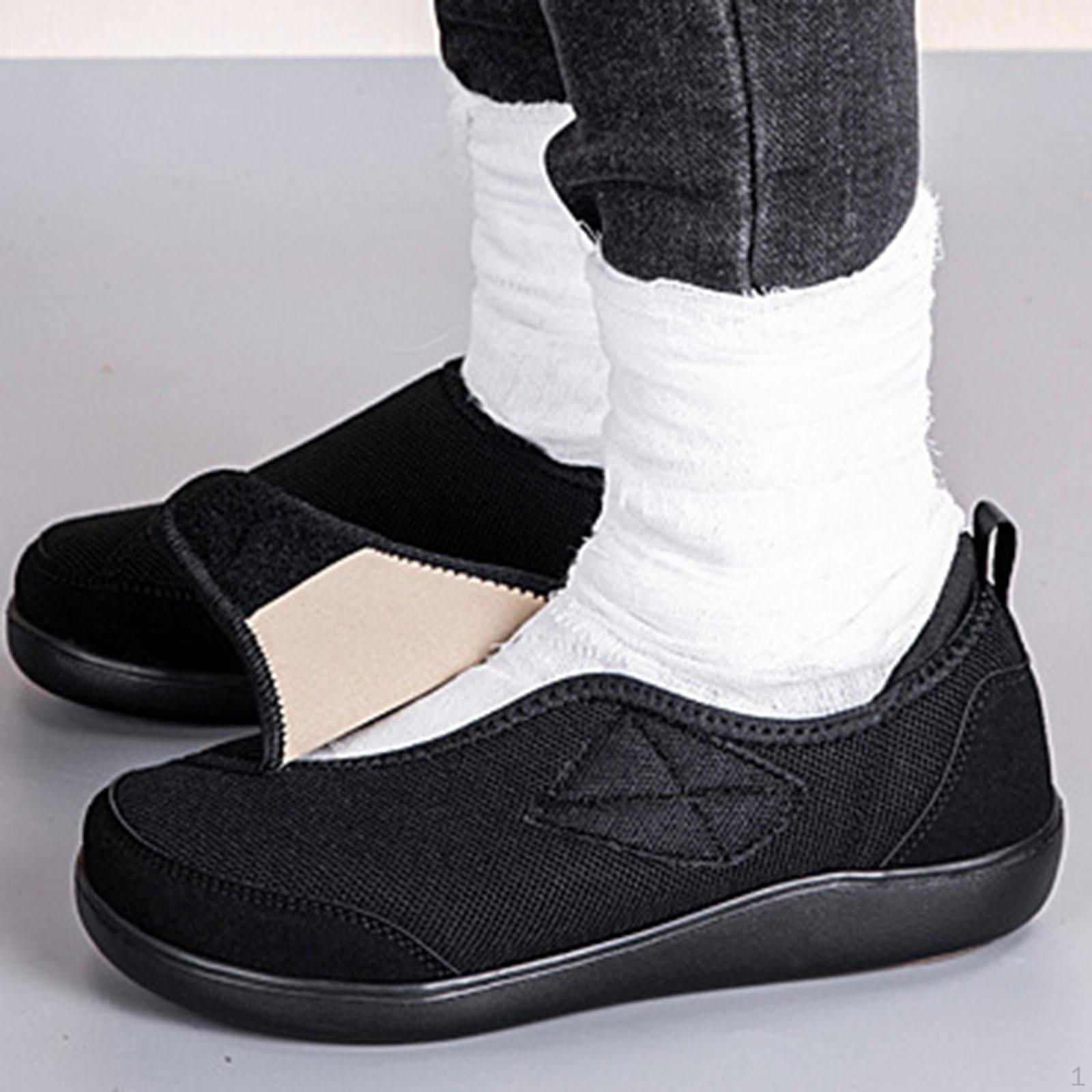 

Men s Walking Shoes Anti Slip Adjustable Strap Round Toe Cushioning Flats 37 чорний