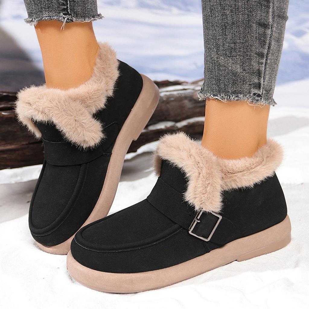 Large size snow boots women's winter velvet thickened fur integrated non-slip bread shoes wear maternity cotton shoes