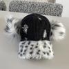 Fashionable Baseball Caps Unique Pompoms Furry Brim Dotted Pattern for Idol Concert Shows Stage Dance Headwear