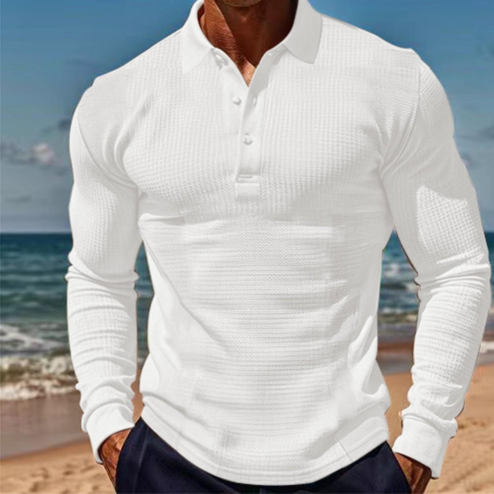 

Мужская футболка W Affle Sports Casual Lapel Button Slim Long Sleeve Po Lo Shirt For Men S белый