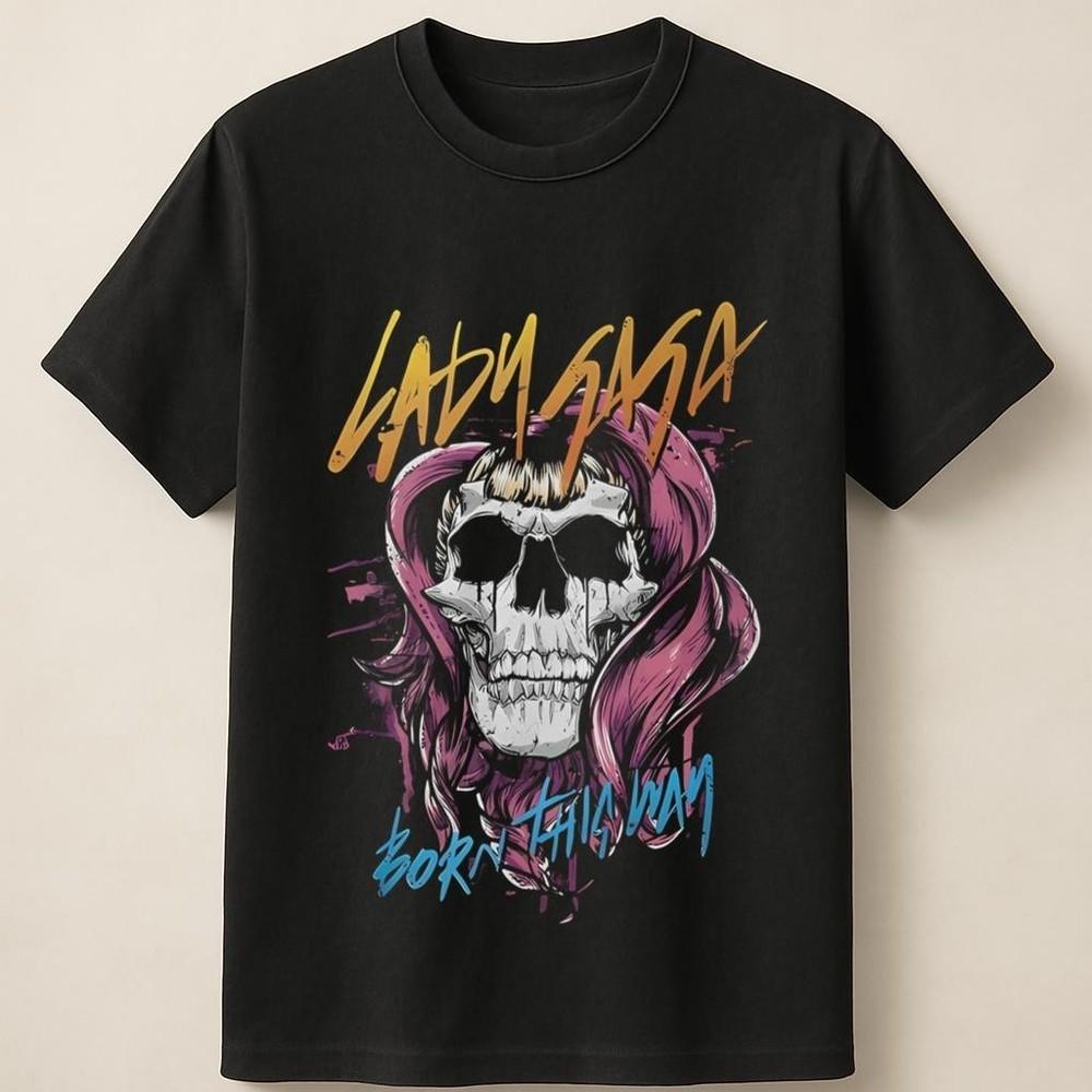 Леди Гага Born This Way Череп Арт Рок Музыка Графический Унисекс Футболка Унисекс Футболка M