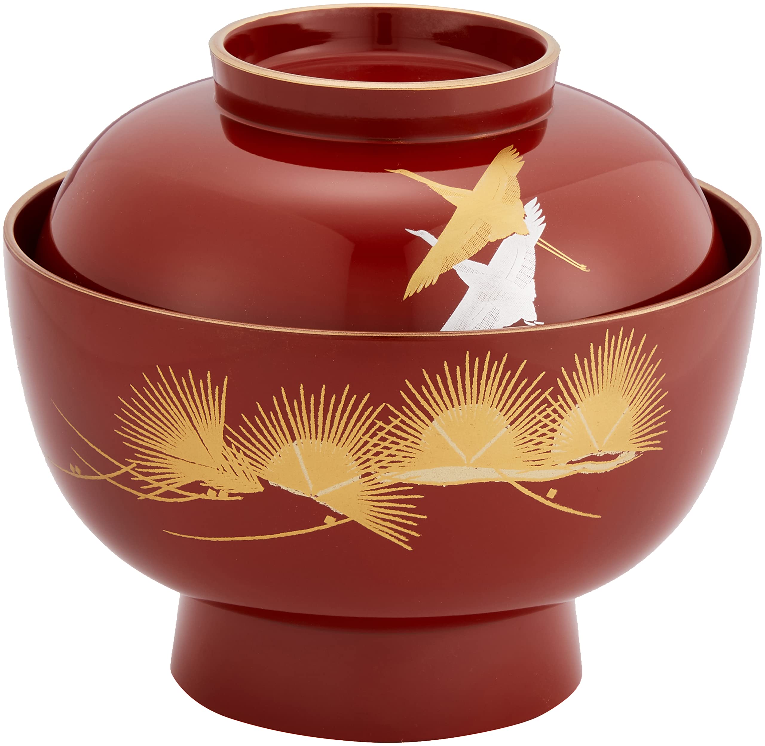 

Maejuu Lacquerware Daimyo Zoni Bowl Flying Red Rimmed Gold Vermilion Traditional Craft Yamanaka Lacquer Made in Japan 3T-405