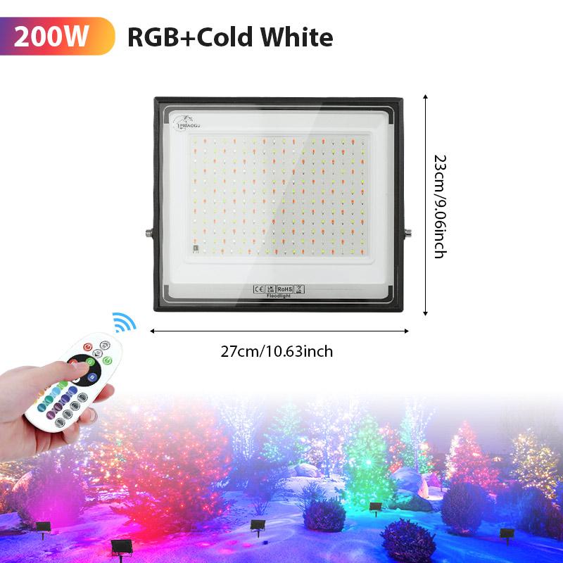 RGB LED Floodlight Remote Control 20W 30W 50W 100W 150W 200W Outdoor Spotlights AC220V Waterproof IP66  Outdoor Ambient Light