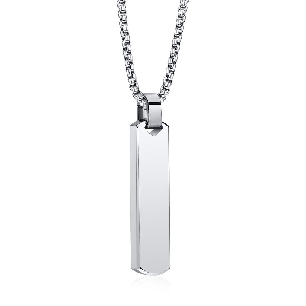 Engraved Jewelry Simple Pendant Stainless Steel Three-Dimensional Rectangular Strip Geometric Necklace Men'S Jewelry Pn-1676