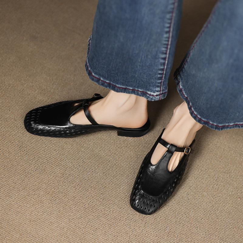 

Summer one-pedal cool slippers rubber soft sole large size shoes new women s flat-soled slippers casual bag head slippers women 43 (customized non-return and exchange) чёрный