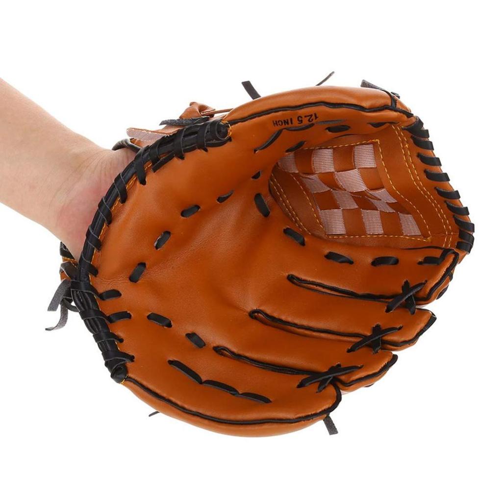 Zongsi Baseball Glove 9.5 Inches Softball Pitcher Catcher Kids Youth Adults Shock Absorption Built-in Beginner Left-Handed Brown
