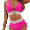 New European and American swimsuit premium sexy deep V high waist bikini split swimsuit explosion