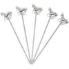 Honbay 5PCS Reble Stainless Steel Cocktail Picks Fruit Food Hamburger Toothpicks Cupcake Toppers Sandwich Appetizer Decorative Skewers Drink Garnish