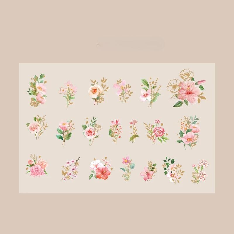 40pcs/bag Vintage Gilding Green Leaf Flower Notebook Decorative Stickers DIY Decorative Stickers for Scrapbooking Label Diary